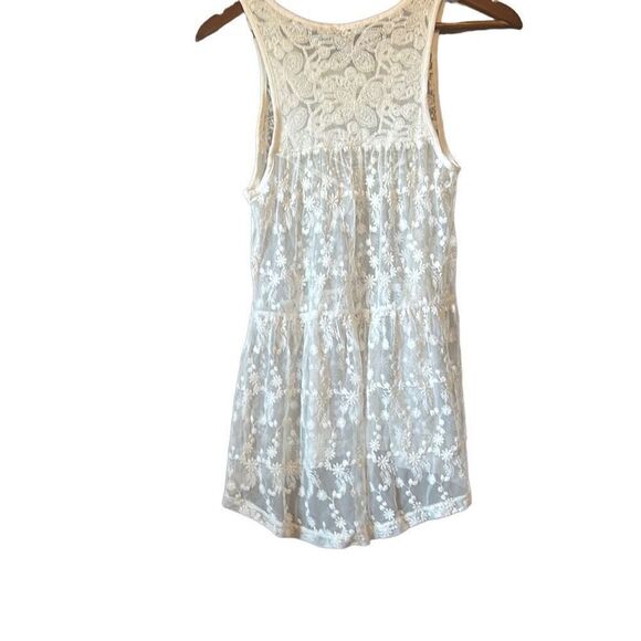 Express White Lace Crochet Tank Top High Low Sleeveless‎ Casual Blouse XS - Picture 4 of 5